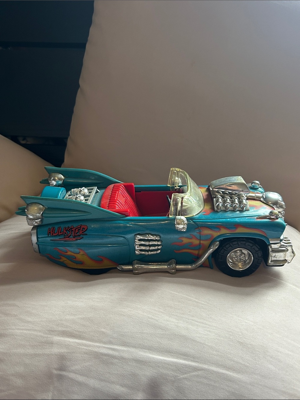 Collectible Teal Convertible “Hulkster” Toy Car with Red Interior